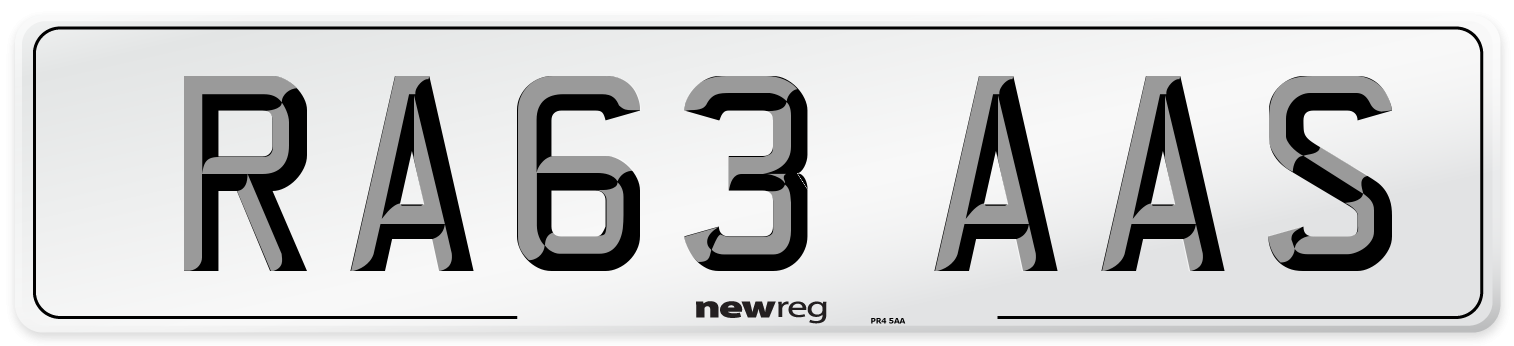 RA63 AAS Number Plate from New Reg